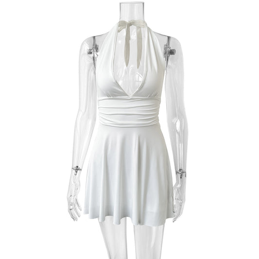 Women's Hot Sale V-neck Lace Up Tight Pleated Skirt