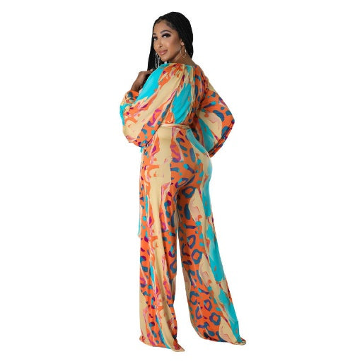 Casual Straight-leg Printing Jumpsuit