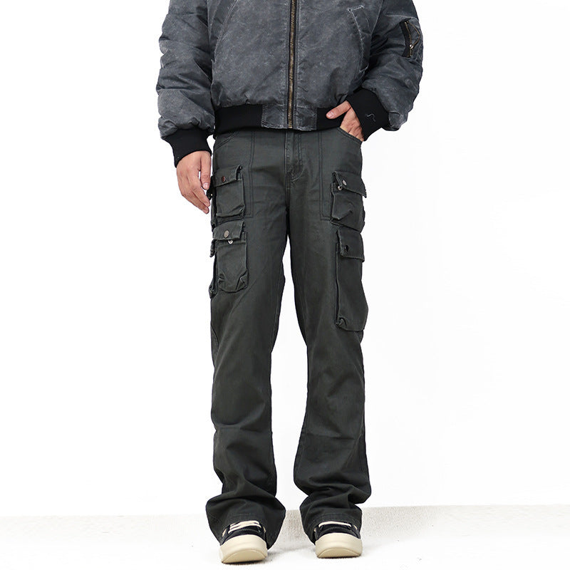 Multi-pocket Slightly Flared Casual Cargo Pants For Men