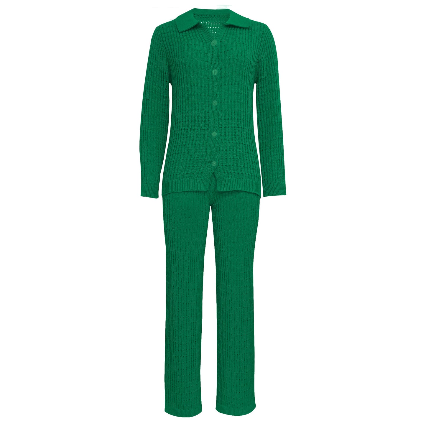 Knit Shirt Straight Leg Pants set
