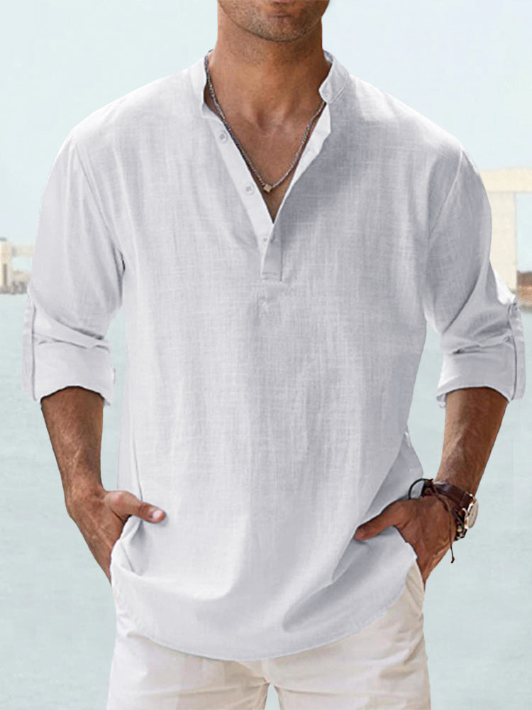 Men's Casual Cotton Linen Loose Shirts