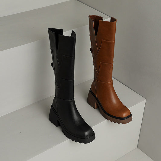 Brown Women's Platform Below The Knee Boots