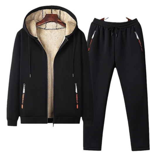 Winter Fleece-lined Thick Men's Sweatsuit