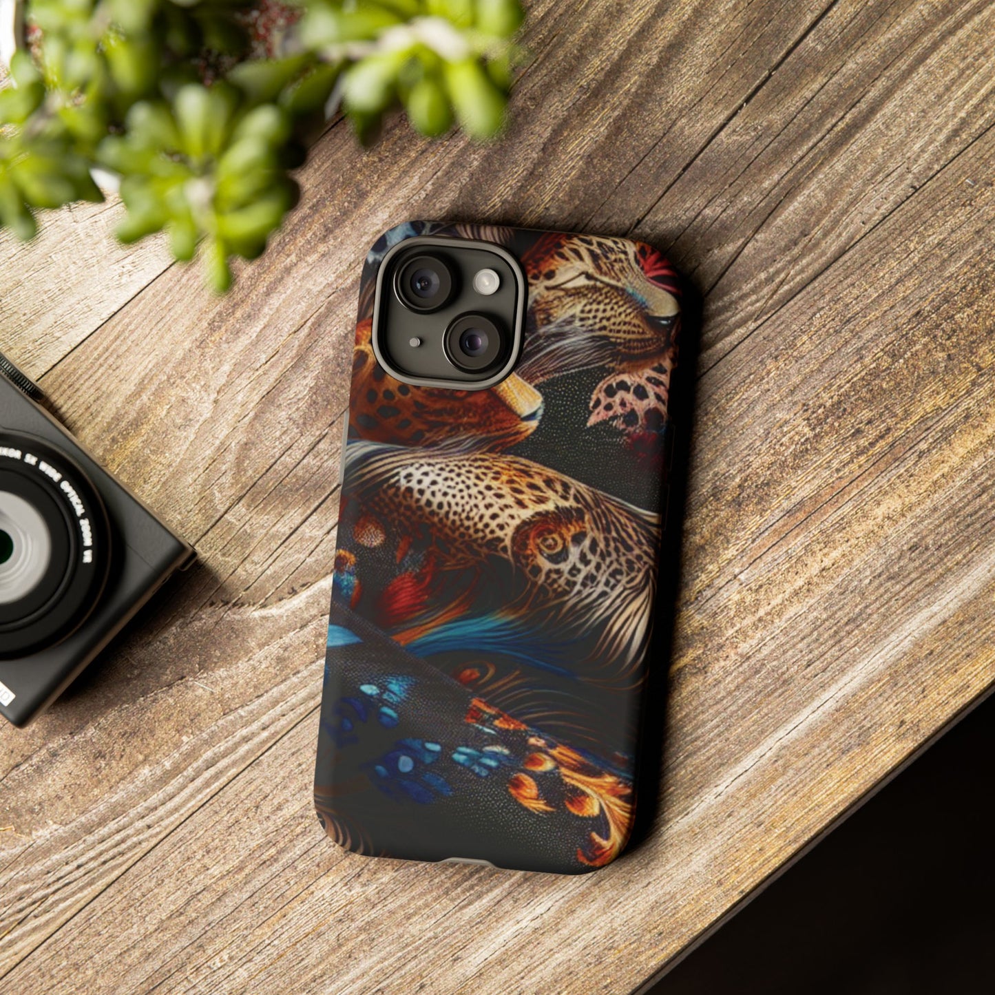 Stylish Tough Phone Case with Elegant Black and Gold Design