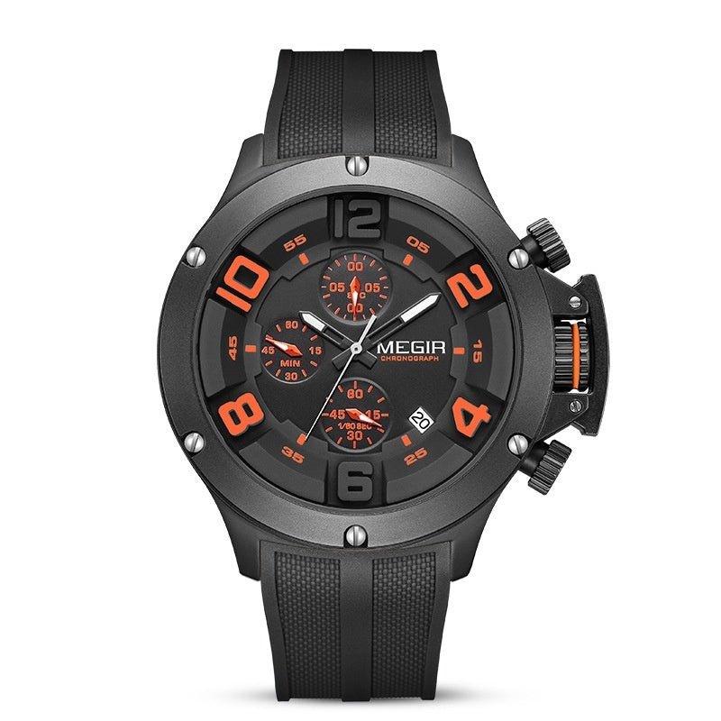 Men's Multi-function Chronograph Sports Quartz Silicone Band Watch
