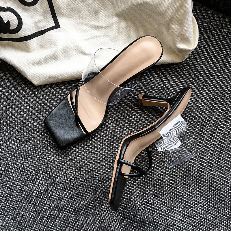 Square Toe Transparent Sandals