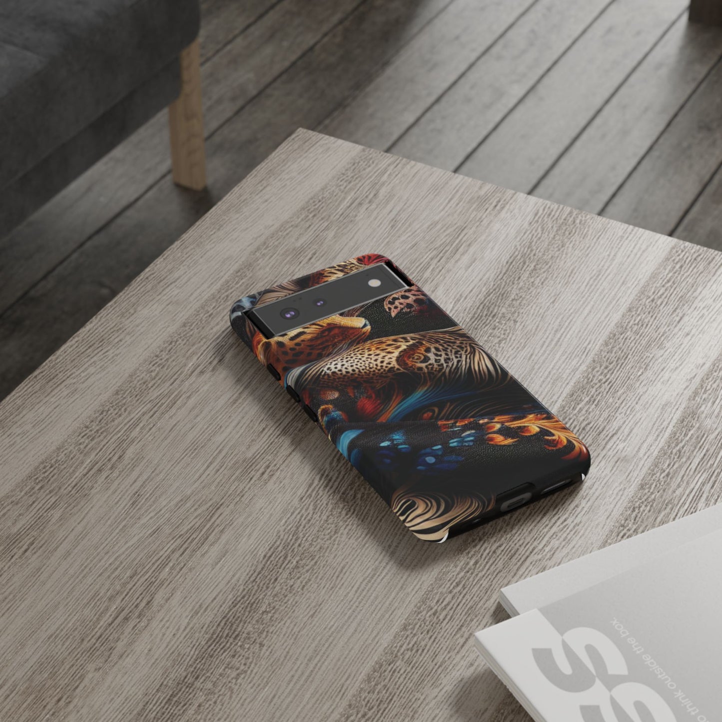 Stylish Tough Phone Case with Elegant Black and Gold Design