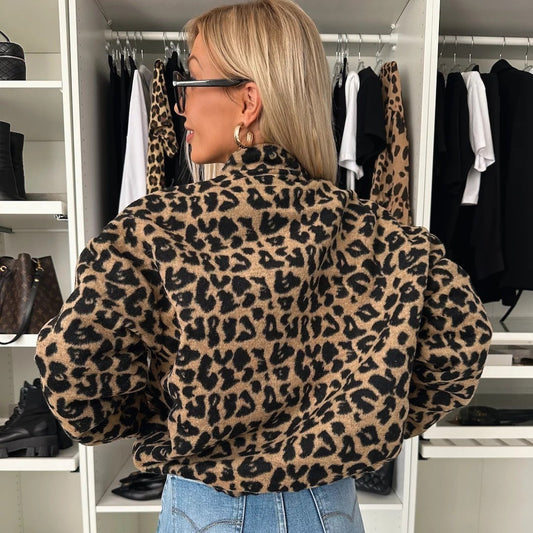 Spring And Autumn Vintage Leopard Print Jacket Coat For Women