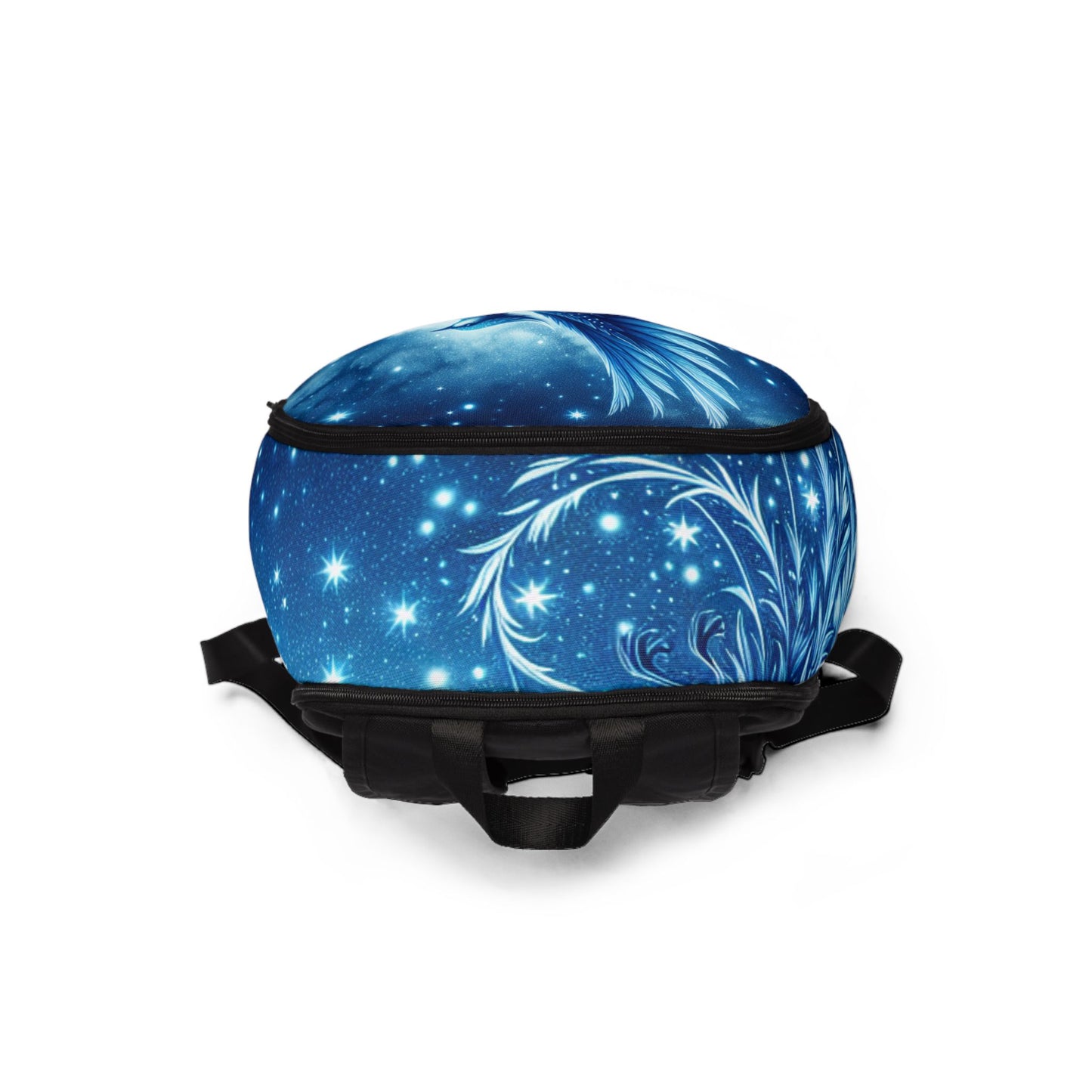 Celestial Bird Unisex Fabric Backpack - Vibrant Blue Design for Adventure and Everyday Use