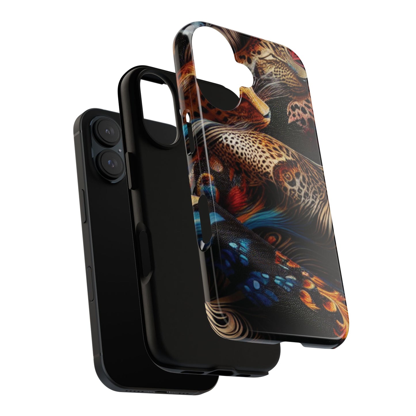 Stylish Tough Phone Case with Elegant Black and Gold Design