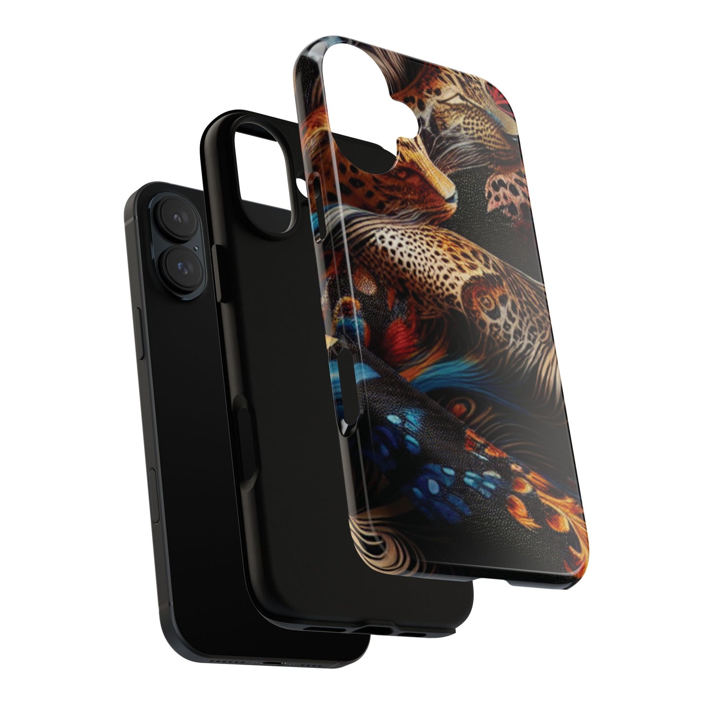 Stylish Tough Phone Case with Elegant Black and Gold Design