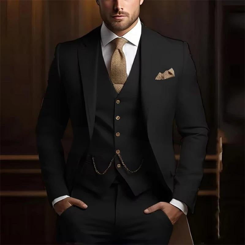 Men's High-grade Gentleman Temperament Slim Three-piece Suit