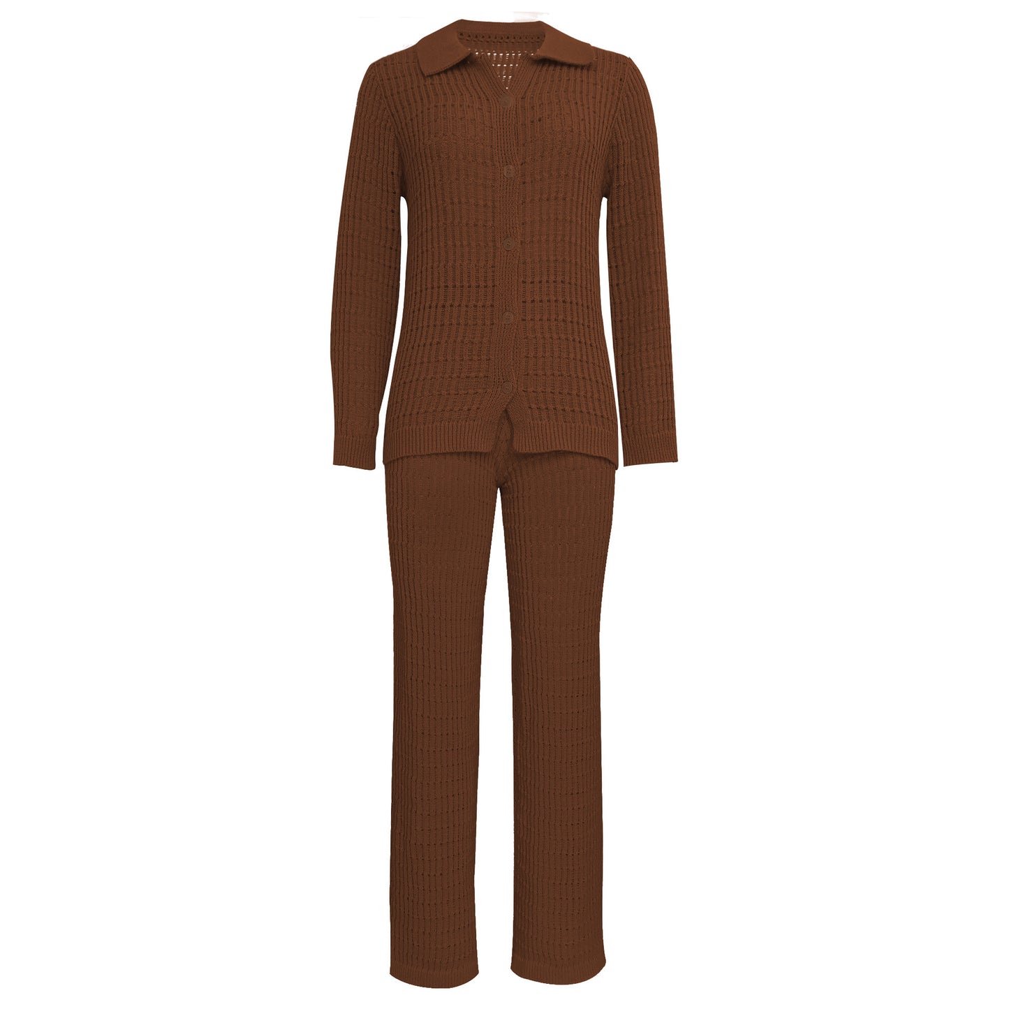 Knit Shirt Straight Leg Pants set