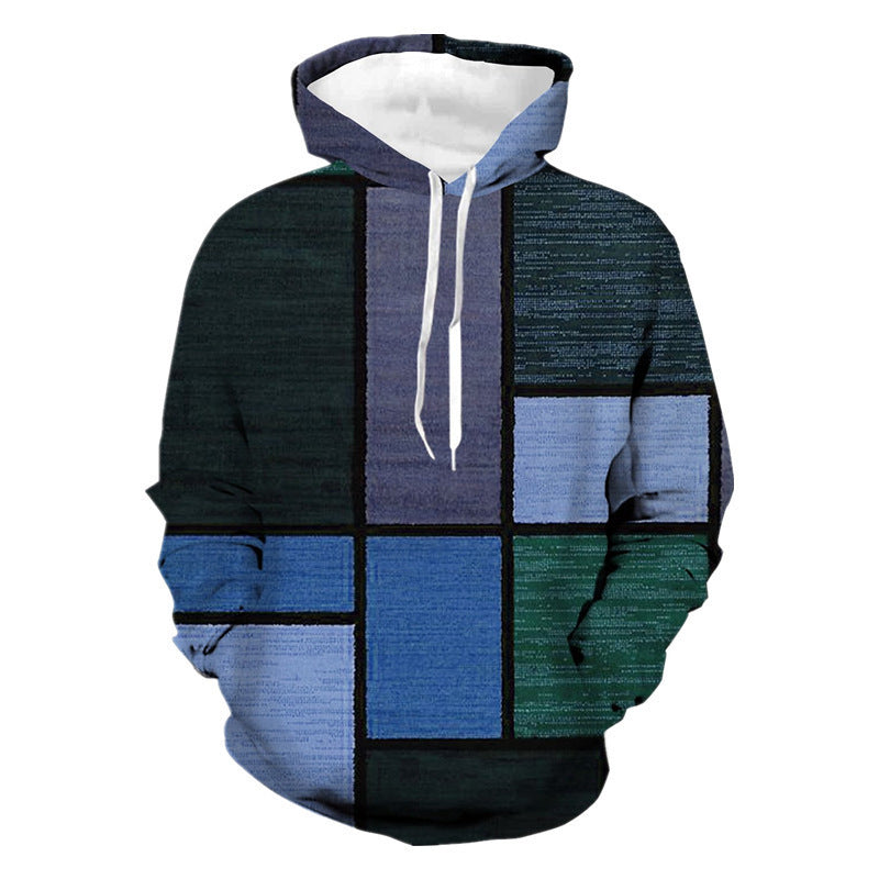 Men's Stitching Pattern 3D Digital Printing Hoodie