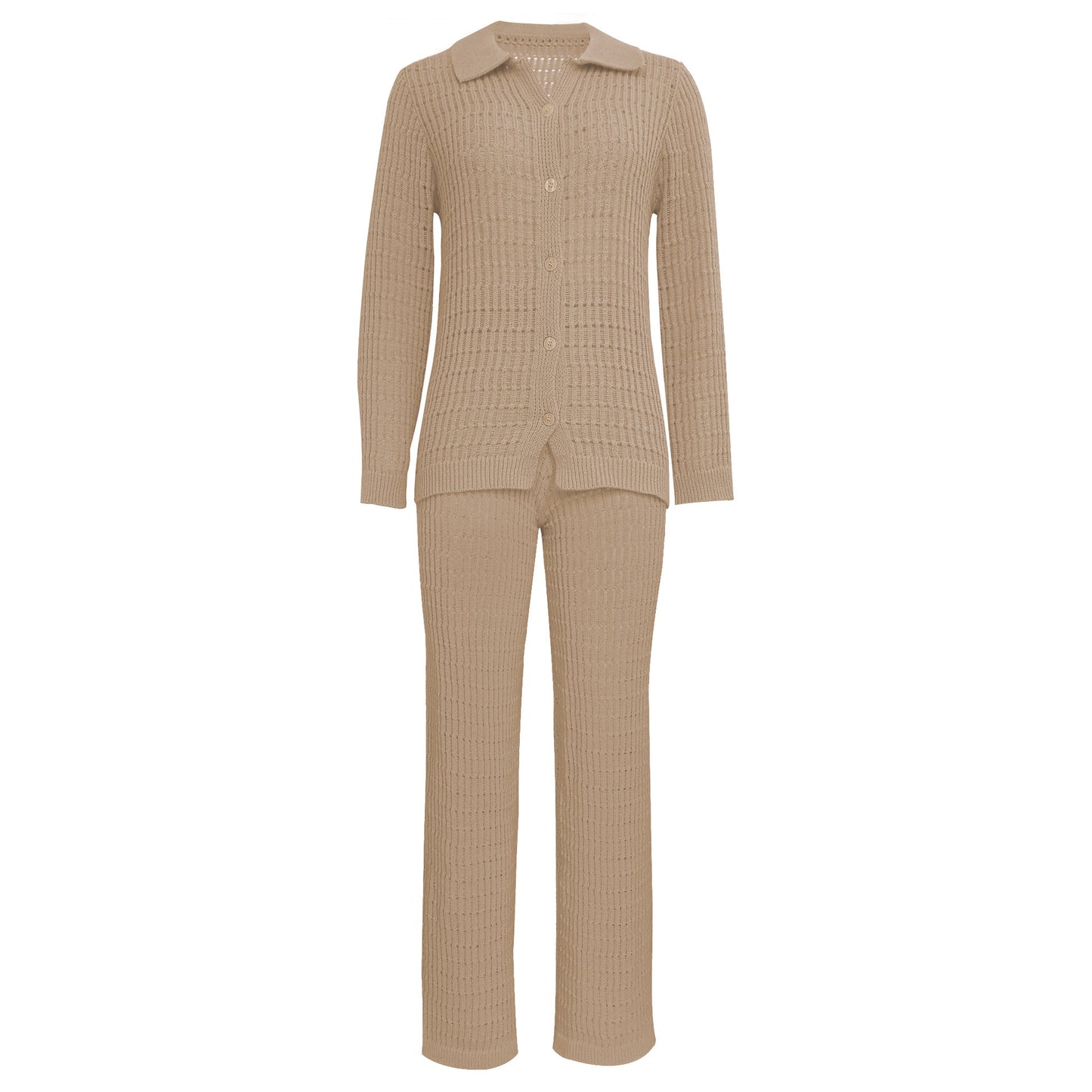 Knit Shirt Straight Leg Pants set