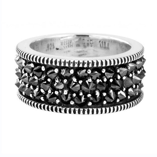 Retro Black Zirconia Inlaid Diamond Exaggerated And Stylish Ring For Men