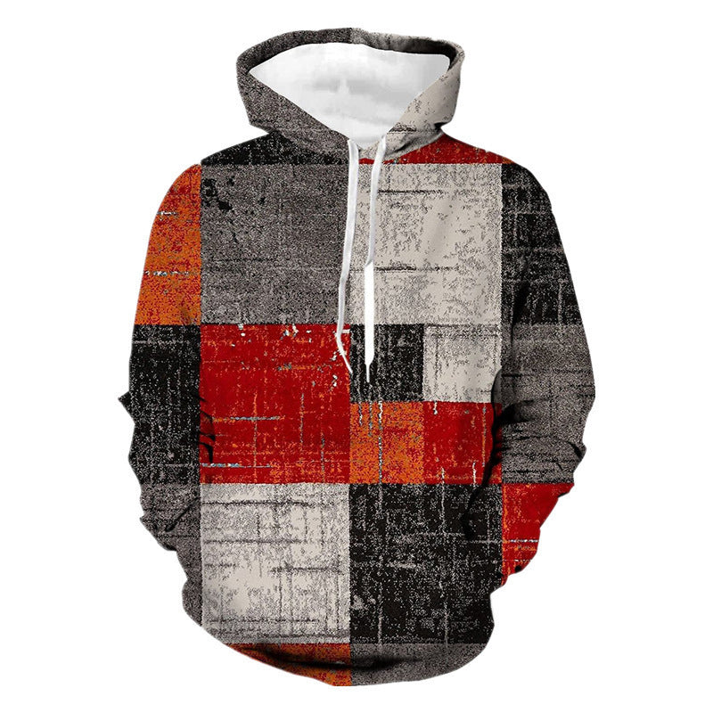 Men's Stitching Pattern 3D Digital Printing Hoodie