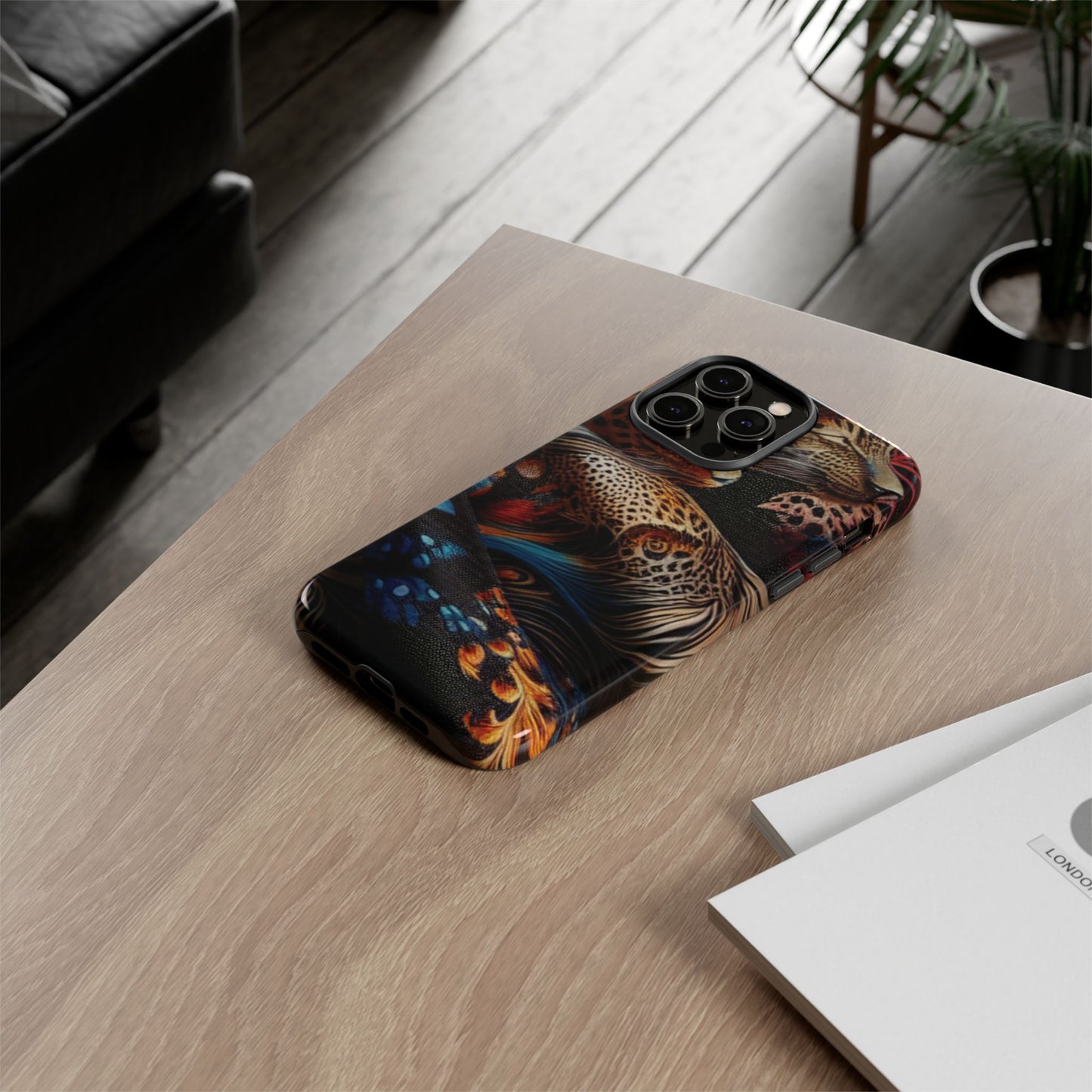 Stylish Tough Phone Case with Elegant Black and Gold Design