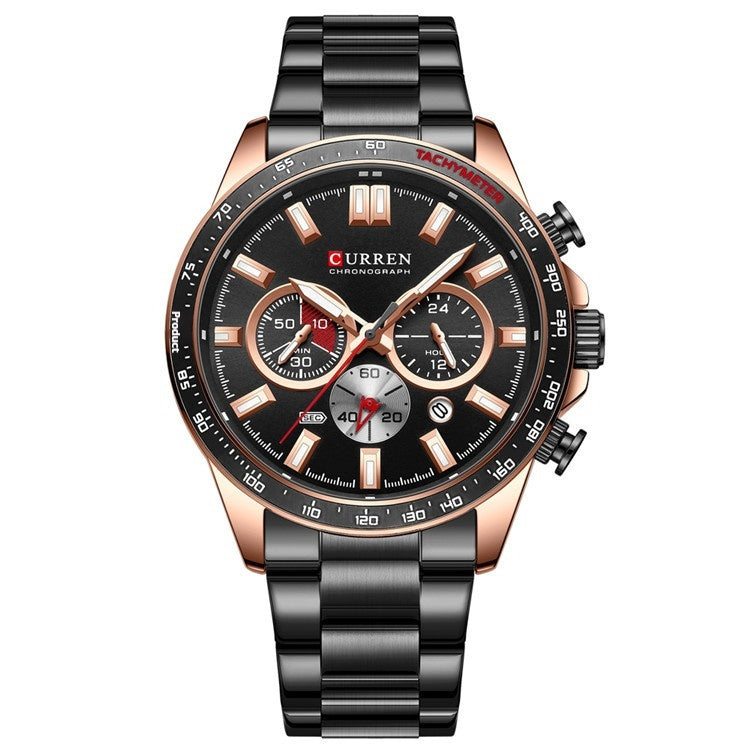 Men's Waterproof Calendar Steel Band Quartz Watch