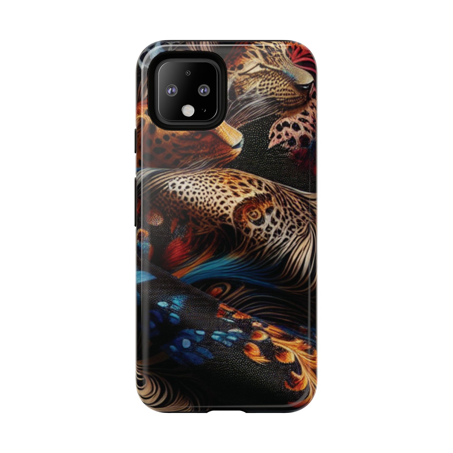 Stylish Tough Phone Case with Elegant Black and Gold Design