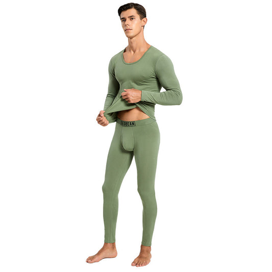 Men's Thermal Underwear Knitted Cotton Stretchy Close-fitting Set