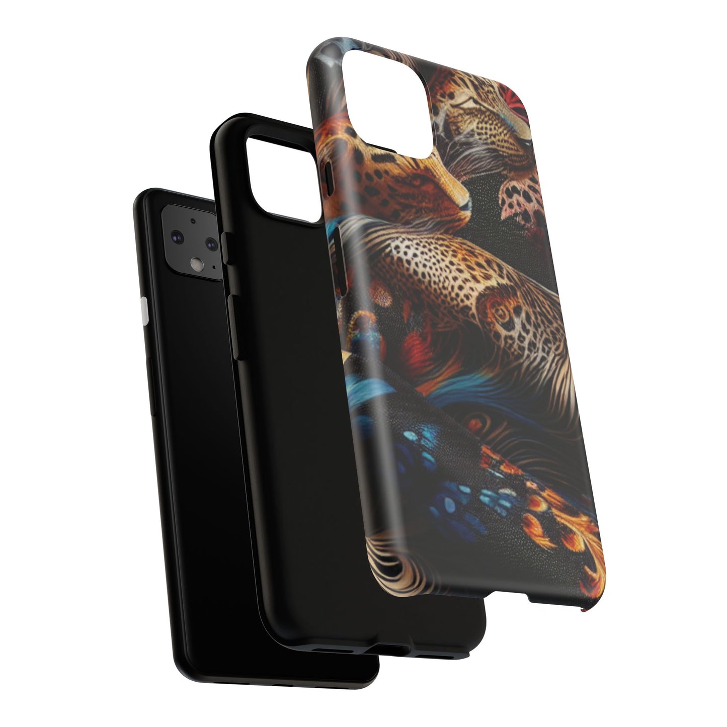 Stylish Tough Phone Case with Elegant Black and Gold Design