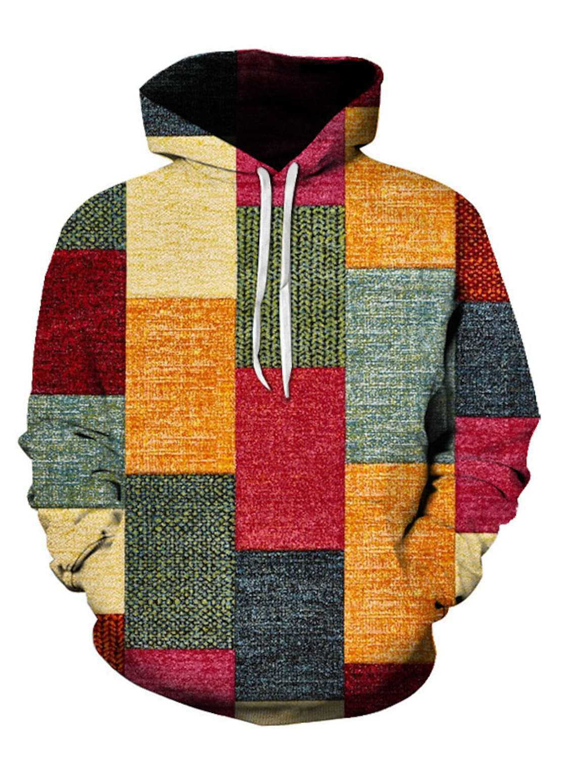 Men's Stitching Pattern 3D Digital Printing Hoodie