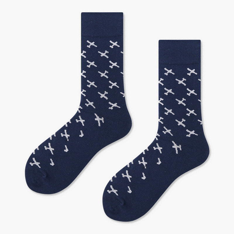 Men's Creative And Minimalist Printed Casual Breathable Mid Length Socks