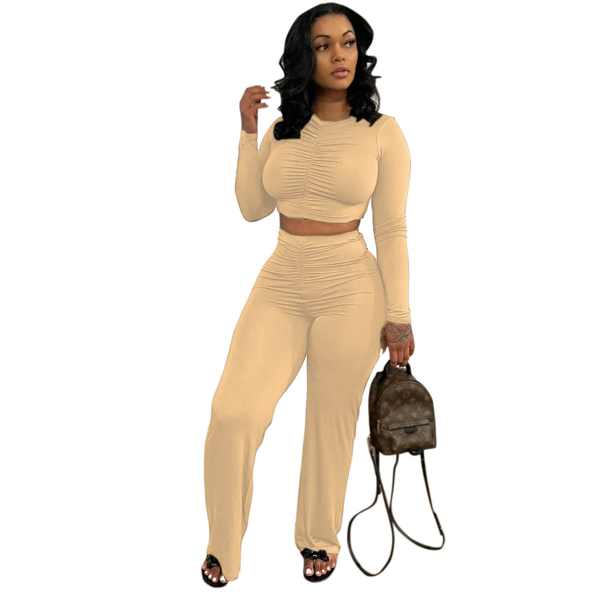 Long Sleeve Top Straight Leg Set