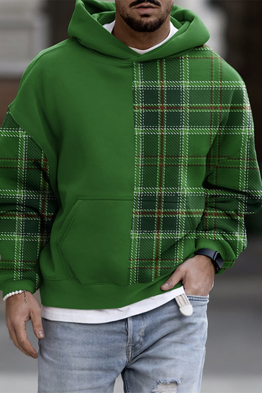 Men's Casual Fashion Trendy Plaid Print Sweatshirt by GJG Denim