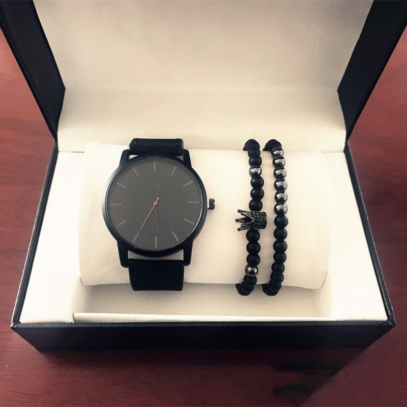 Men's Large Dial Casual Simple Scale Frosted Band Quartz Crown Bracelet/Watch