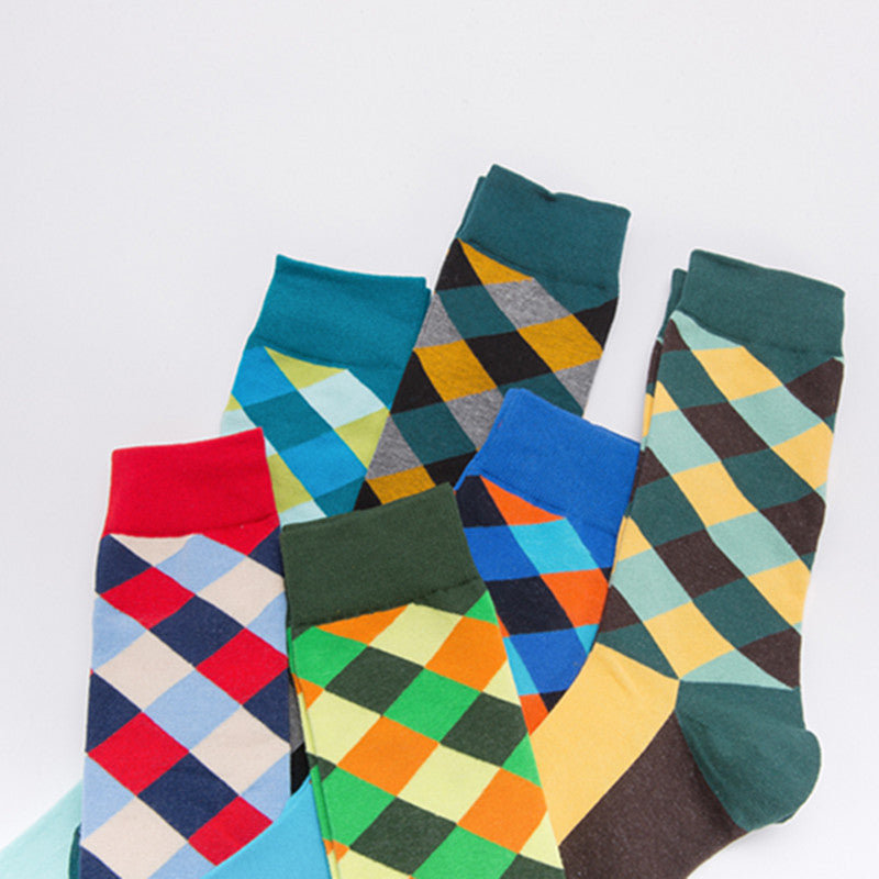 Men's Color Diamond Lattice Socks