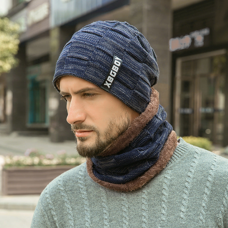Men's Knitted Beanie and Neck Warmer Set