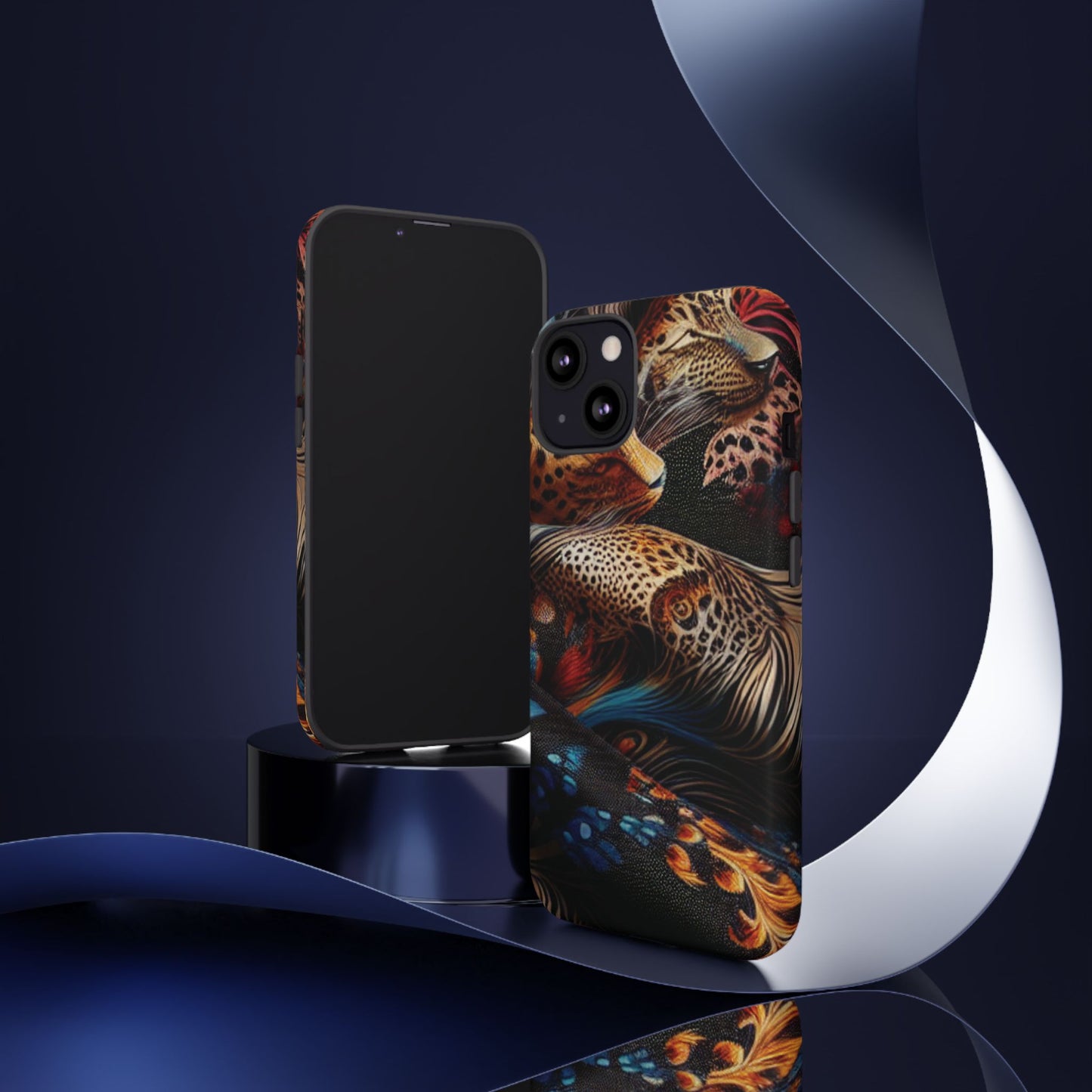 Stylish Tough Phone Case with Elegant Black and Gold Design