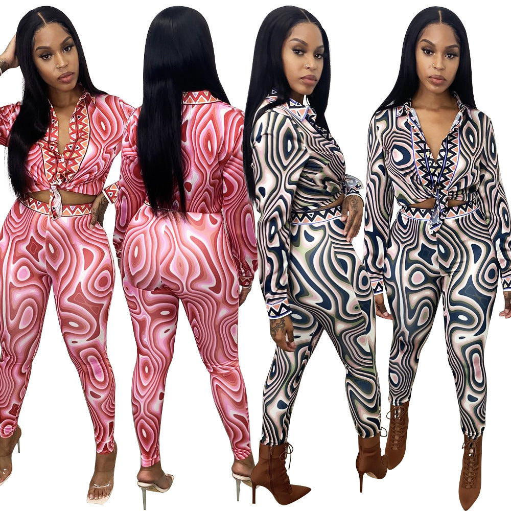 Printed Long Sleeve Matching Set