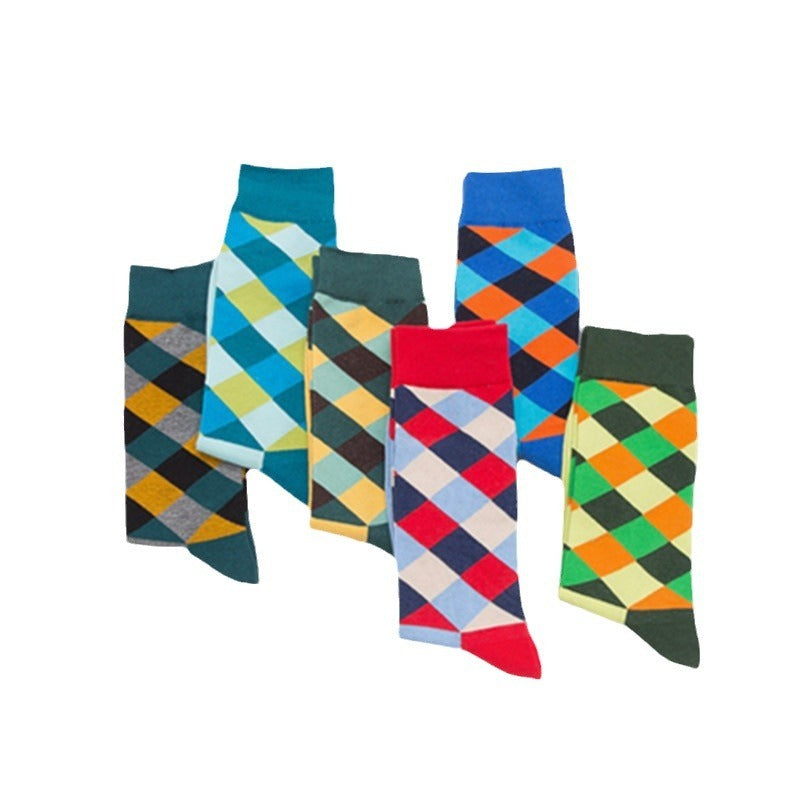 Men's Color Diamond Lattice Socks