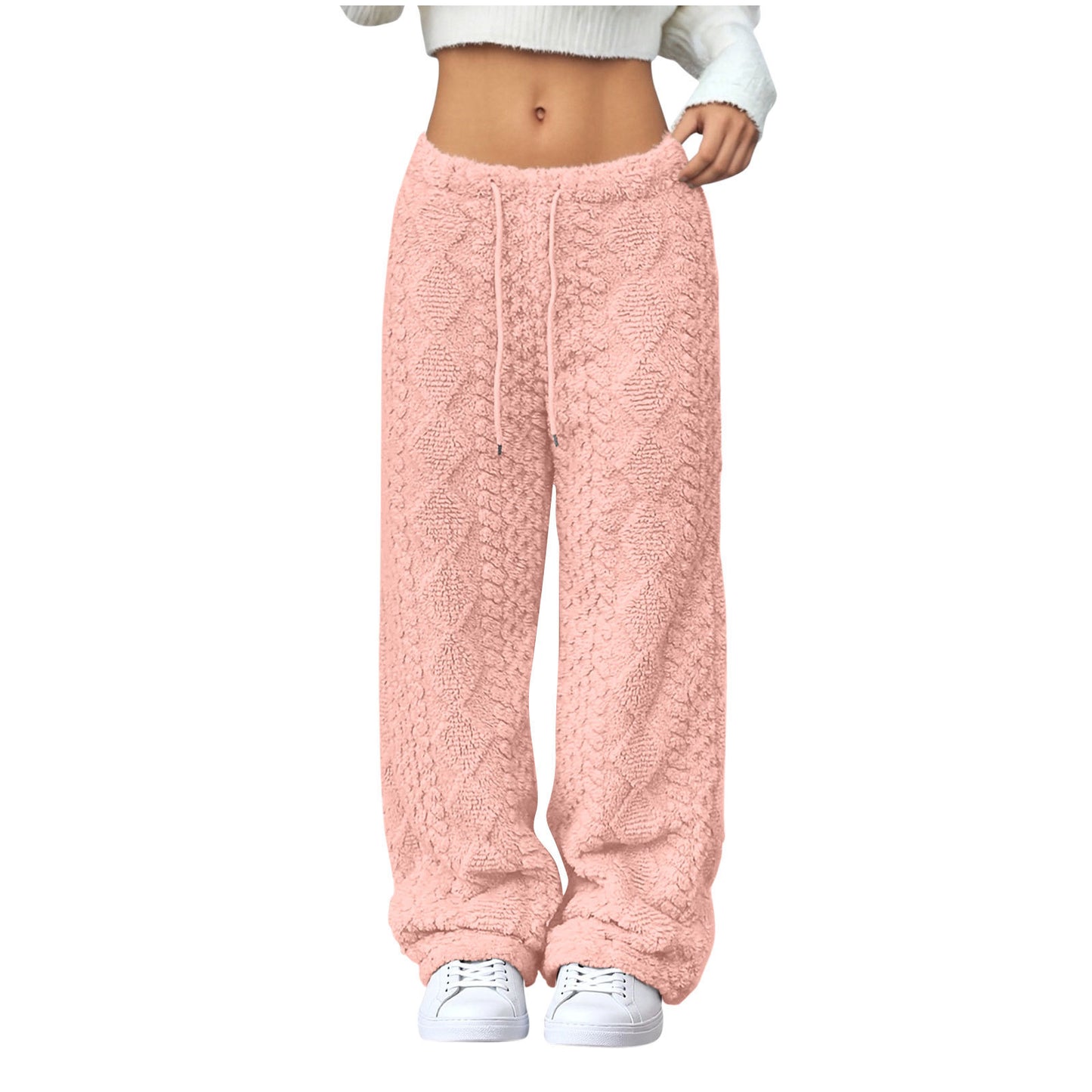 Velvet Padded Loose Straight-leg Trousers