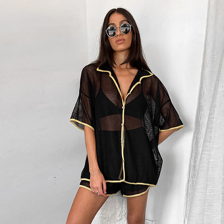 See-through Cardigan lounge set Two-piece Set For Women