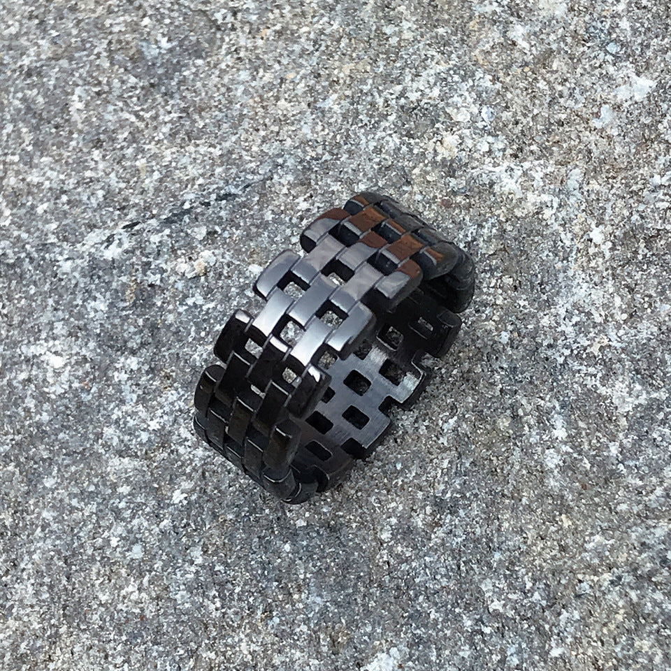Men's Titanium Steel Hollow Chain Stainless Steel Ring