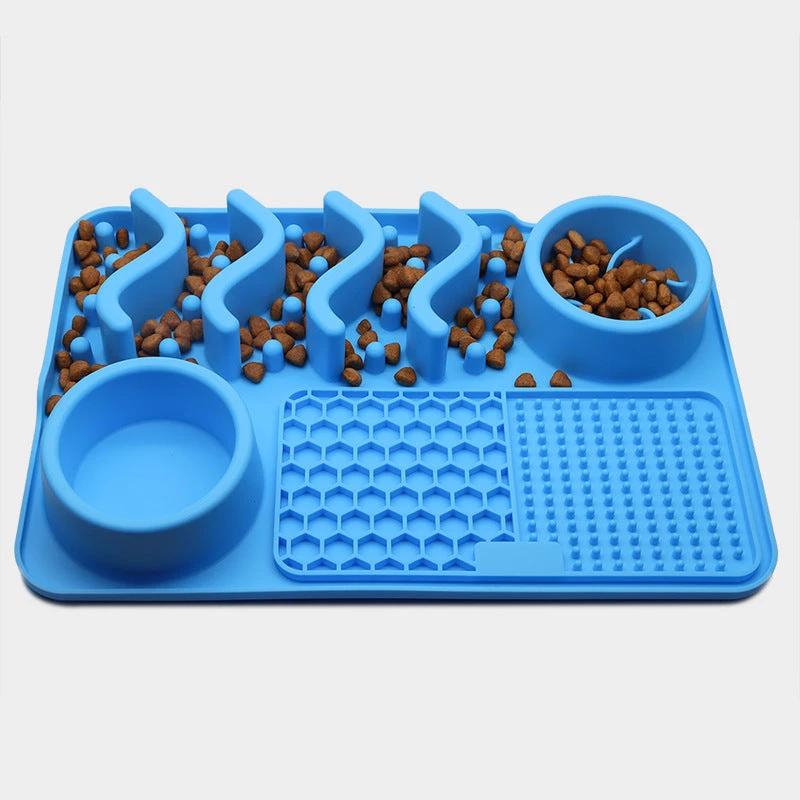 Dog Silicone Licking Pad Pet Licking Mat Silicone Smelling Mat Multifunctional Food Bowl Pets Supplies by GJG Denim