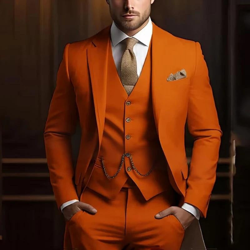 Men's High-grade Gentleman Temperament Slim Three-piece Suit