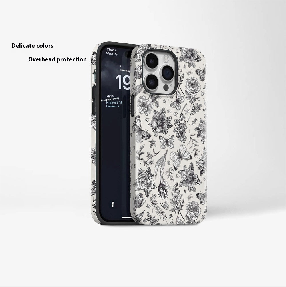 Anti-fall Feilin Phone Case Retro Illustration Butterfly