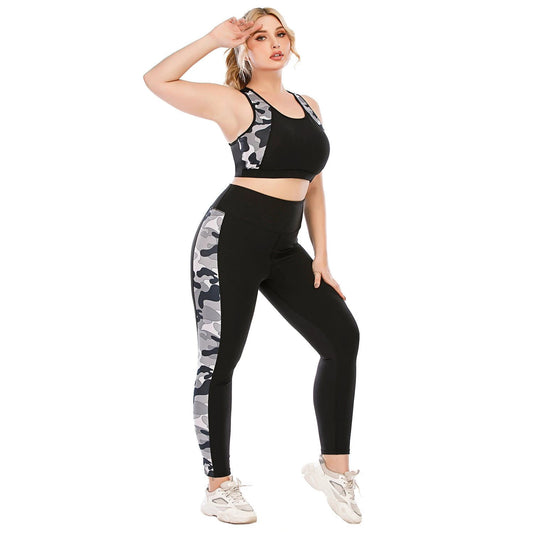 Workout Clothes Suit Plus Size Yoga Clothes Tight-Fitting Pants Sports Bra by GJG Denim
