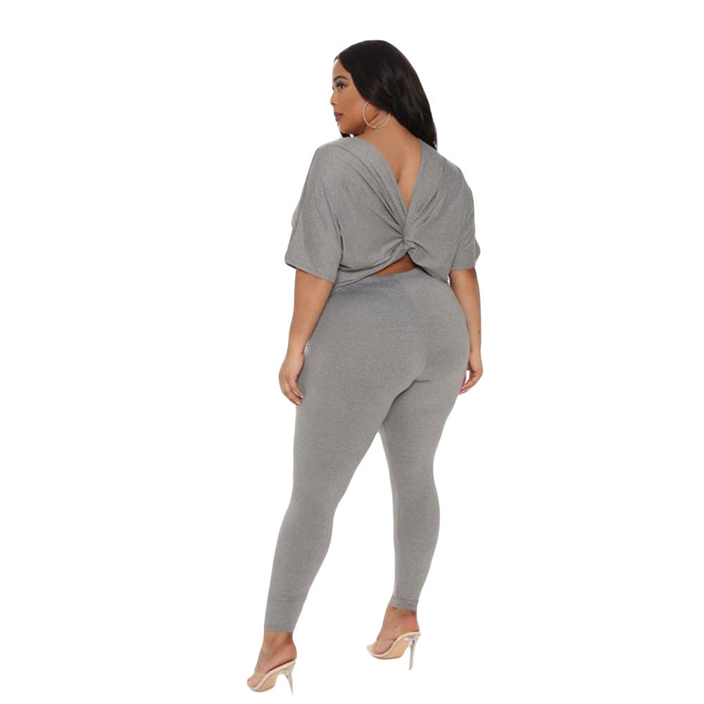 Twist Backless T-Shirt Pants Set