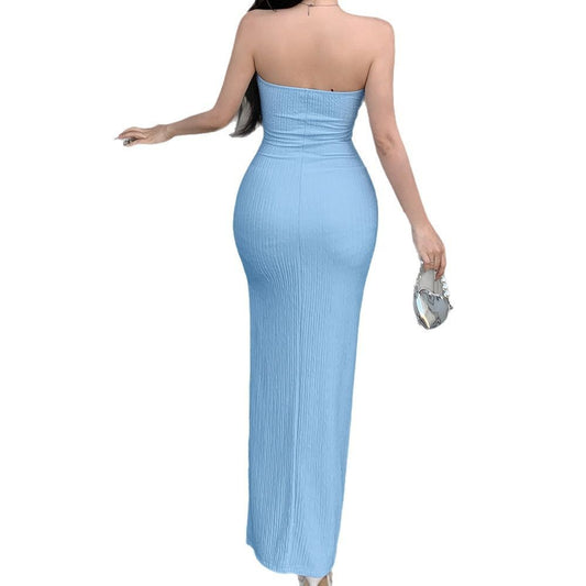 Women's New Pure Color Tube-top Dress