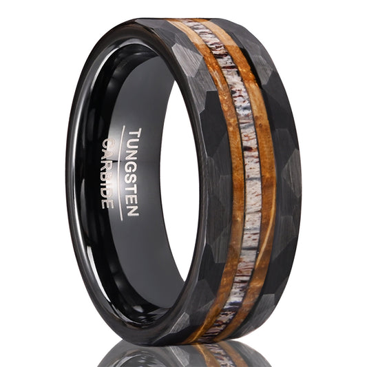 Electric Black Tungsten Steel Inlaid Ring For Men