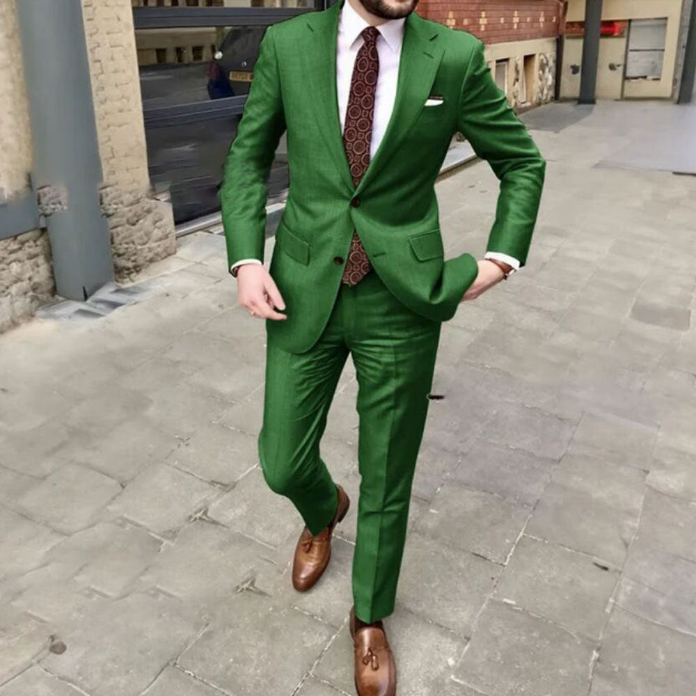 Men's Slim Fit Business Dress Two Button Suit