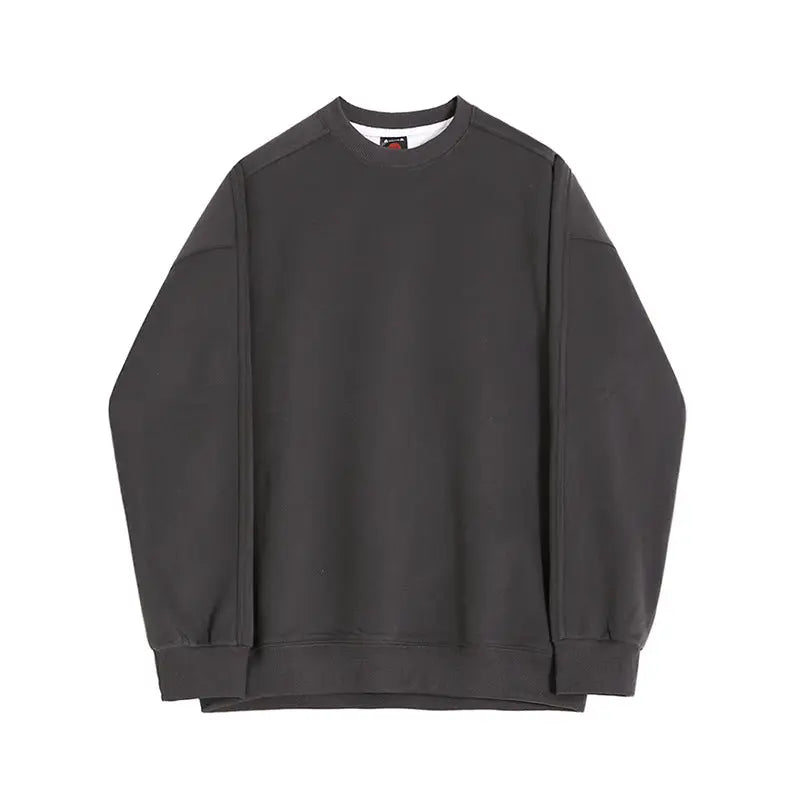 Simple Retro Crew Neck Sweater Men's Loose Pullover by GJG Denim