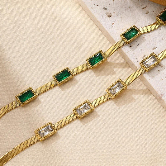 Womens Stainless Steel Fashionable Multi-Zircon Blade Chain Bracelet by GJG Denim