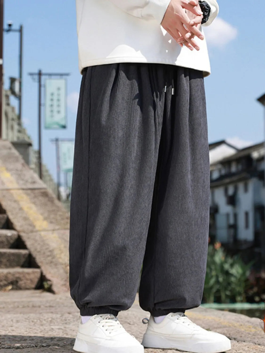 Men's Plus Size Drawstring Corduroy Joggers